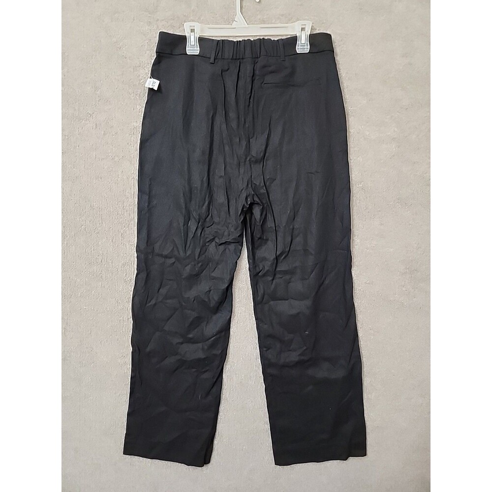 Old Navy Taylor Wide Leg Trouser Pants Women L Black Linen Blend Pleated NEW - Picture 5 of 9